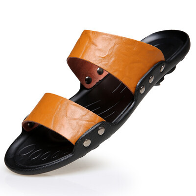 

2018 Summer New Style Fashion Leather Sandals Slip Plus Size Sandals&Slippers Beach Shoes