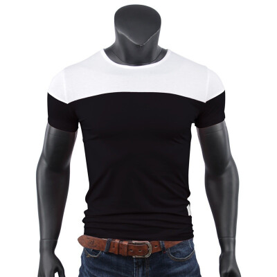 

Summer Men&39s New Short Sleeved T-shirt Neck Casual Casual Color Cotton T-shirt Self-cultivation Jacket