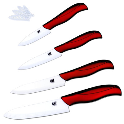 

Top quality ceramic knife accessories set paring utility slicing chef knife new kitchen knives ABS+TPR red handle cooking knife