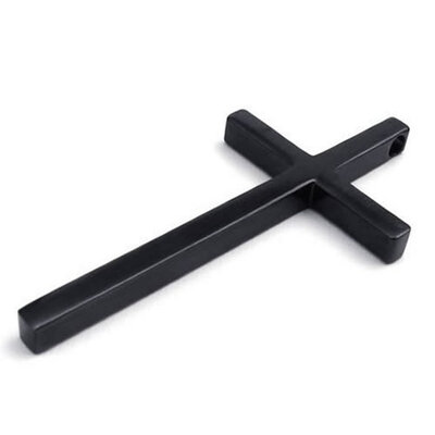 

Hpolw Mens&Womens Stainless Steel Casting Black Polished Cross Pendant Jewery Necklace18-26 inch Chain