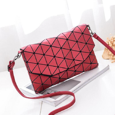 

2018 new small solid plaid geometric lingge envelope handbag women clutch ladies purse crossbody messenger shoulder bags LB647