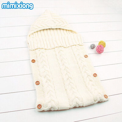 

Sleeping Bag Baby Winter Warm Envelopes For Newborns Unisex Hooded Sleep Sack Acrylic Knitting Infant Wrap Swaddle Blankets Fall