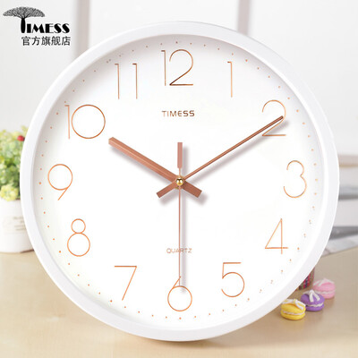 

TIMESS wall clock creative living room silent clock modern minimalist personality 3D stereo clock bedroom round quartz clock hanging table 2038-2 white