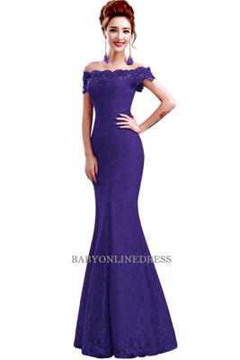 

Cheap Price Elegant Crystal Beaded Red Royal Blue Lace Mermaid Long Evening Dresses 2018 Prom Party Dress Robe De Soiree Longue