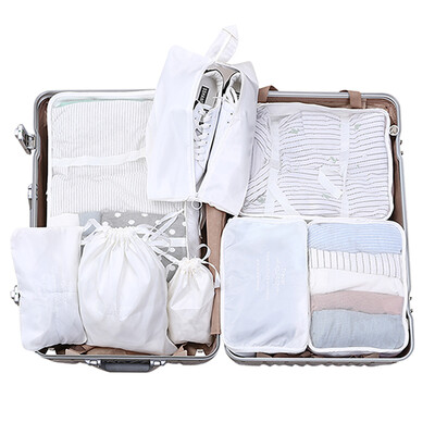 

Vilscijon Victoria waterproof travel storage bag luggage sorting bag underwear storage bag wash bag suit clothing storage 8 piece set white 2601