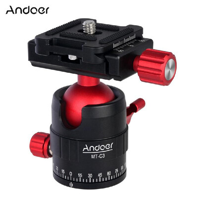 

Andoer MTC3 Compact Size Panoramic Tripod Ball Head Adapter 360¡ã Rotation Aluminium Alloy with Quick Release Plate