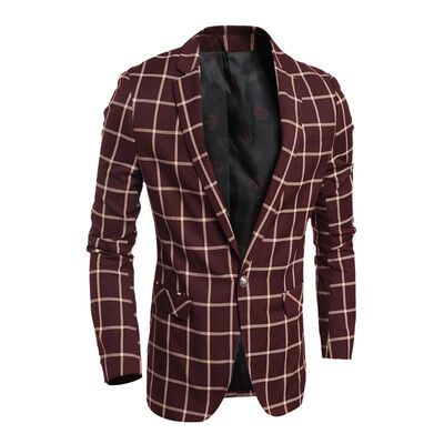 

Zogaa New Men's Suit Classic Grid Slim Casual