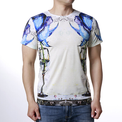 

Mens O-neck Skull Print Colorful Pullover T-Shirts