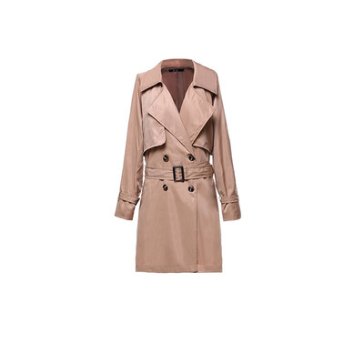 

2018 autumn new womens long windbreaker with belt trench coat