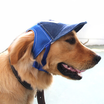 

LetsKeep dog adjustable baseball cap for summer pet dog hat with ear holes Sun protection Pet Caps SML BrownBlue