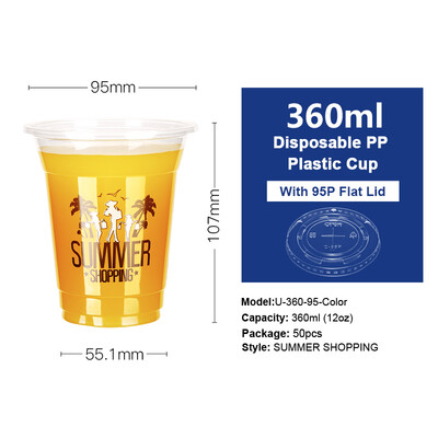 

OTOR 360460500660ml Disposable Plastic Cups with Dome & Flat Lids for Juice Tea Milk Iced Coffee Bubble Boba Smoothie 50pcs