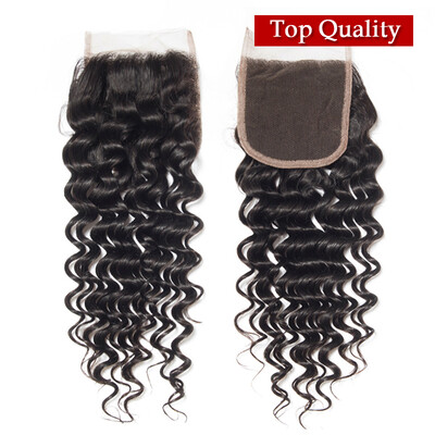 

NamiHair Best Quality 4x4 Lace Closure Chinese Virgin Human Hair Deep Wave Natural Color Free Part Middle Part Three Part 8"-20"