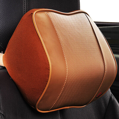 

Wufu Jinniu car headrest space memory cotton breathable leather top layer leather driving office neck pillow elegant black