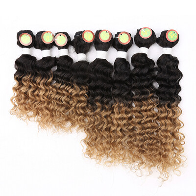 

8-14inch 8pcspack deep wave human hair ombre brown T1B30 hair bundle one pack full head