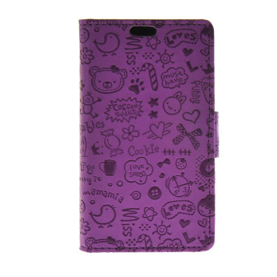 

MOONCASE Cute Little Witch Leather Side Flip Wallet Card Holder Stand Pouch Case Cover for LG Joy H220 Purple