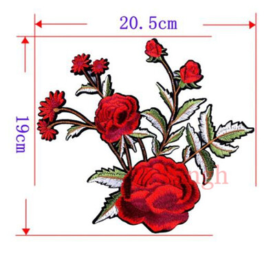 

1 Pc Brand Flower Patches Big Stickers Embroidery 3D Red Rose Applique Motif Applique Garment Women DIY Clothes Wedding Patch