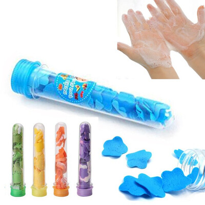 

5pcs tube mounted rose flower foaming paper soap travel portable washing hand bath soap flakes bathroom Accessories