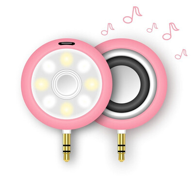 

2 in 1 Mini 35mm Audio Speaker with 8 LED Selfie Flash Fill-in Light Spotlight Lamp audio speaker Atmosphere lamp selfie light