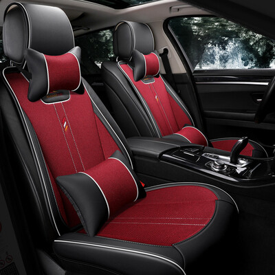 

Jody car seat four seasons GM car seat cover small waist leather imitation linen seat cushion luxury black red