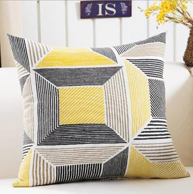 

hot sale Colorful Geometry pattern Cushion cover Geometric Printed pillowcases Linen cotton Pillow covers Sofa 45x45cm cushion