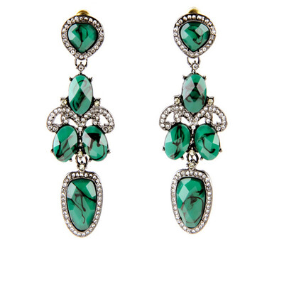 

Aiyaya Pattern Emerald Sapphire Alloy Flower Heart High Quality Cubic Zircon Drop Earrings