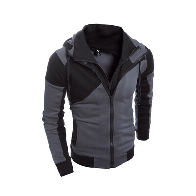 

Zogaa New Men's Hoodie Color Matching Slim Cardigan