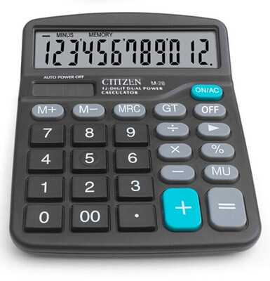

1PCS 12 Digit Large Screen Calculator AA Battery Light Powered Office Home Computer