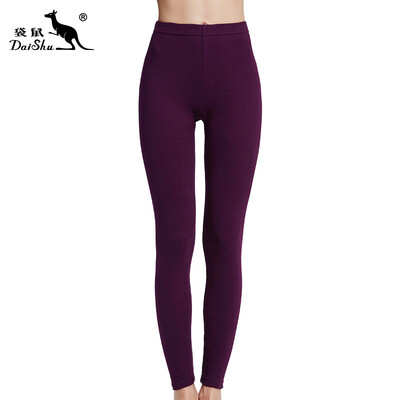 

Kangaroo DaiShu Qiuku Womens Cotton One-piece Warm Pants Basic Solid Color Leggings Cotton Pants Black  Black XL