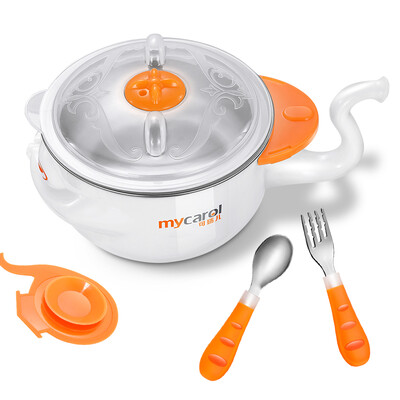 

MyCarol childrens tableware baby stainless steel water injection insulation bowl newborn three-piece MC517