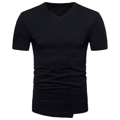 

JCCHENFS 2018 Summer Short Sleeve Tops Fashion Patchwork Mens T-Shirt High Quality Cotton T Shirt For Men Hem splits Streetwear