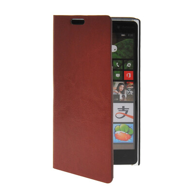 

MOONCASE Slim Leather Side Flip Wallet Card Slot Pouch Stand Shell Back ЧЕХОЛ ДЛЯ Nokia Lumia 830 Brown