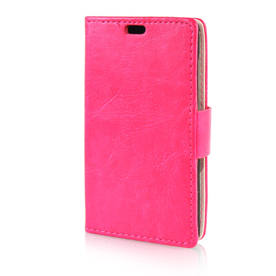 

MOONCASE Leather Side Flip Wallet Card Slot Pouch Stand Shell Back ЧЕХОЛ ДЛЯ Microsoft Lumia 435 Hot pink