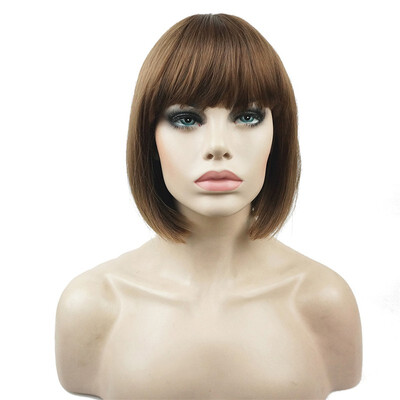 

StrongBeauty Short Bob Wig Point Part Bangs Full synthetic Wigs COLOUR CHOICES