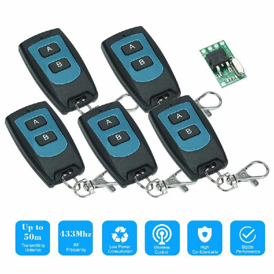 

433Mhz Universal Wide Voltage DC 7V-36V Super Mini Body Wireless Remote Control Switch Receiver Module 10A Relay And 5PCS 2 Key RF
