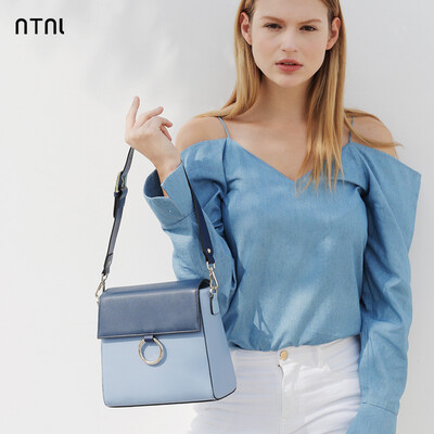 

NTNL bag women 2018 new style single-shoulder bevel bag womens small square bag simple backpack leisure leather satchel