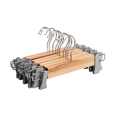 

Additives hangers solid wood pants clip stainless steel lotus pants skirt clip high manganese steel slip chuck wood pants rack wide shoulder seamless drying racks 10 Pack JH-0983