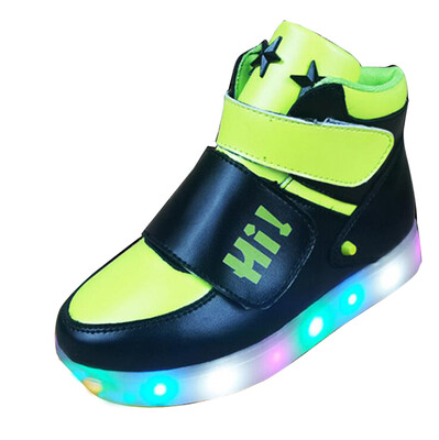 

Kid Boy LED Light Up High Top Sneaker athletic Shoes breathabe