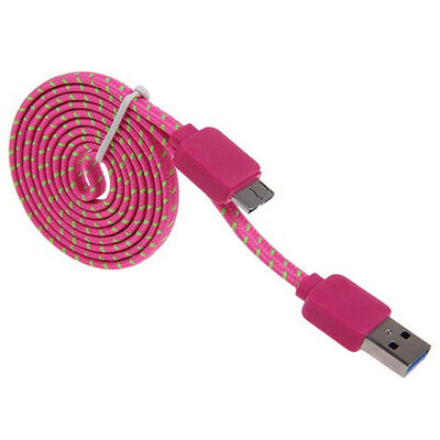 

Braided Flat Cable Micro USB 3.0 Data Sync Charging Cord For Samsung Galaxy Note 3 N9000 S5