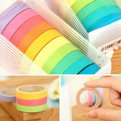 

10x Colorful Sticky Washi Paper Masking Adhesive Decorative Tape Scrapbooking