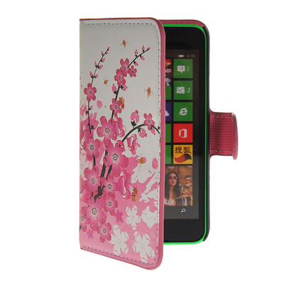 

MOONCASE Plum flower style Leather Side Flip Wallet Card Slot Stand Pouch чехол для Nokia Lumia 630