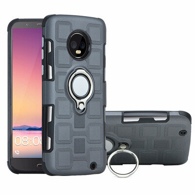 

SHS Phone Case For Motorola Moto G6G6 Plus European Luxury Armor Ring Bracket Silicon TPU Lattice texture Protection