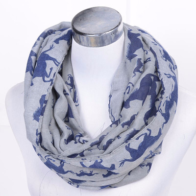 

Guttavalli Women Fashion Horses Ring Shawl Autumn Winter Viscose Animals Printing Infinity Scarf Vintage Chevron Loop Soft Wraps