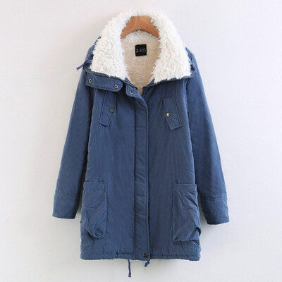 

2018 Winter Womens Long Cotton Padded Warm Lamb Cashmere Coat Female Outerwear Parka Ladies Warm Long Jacket