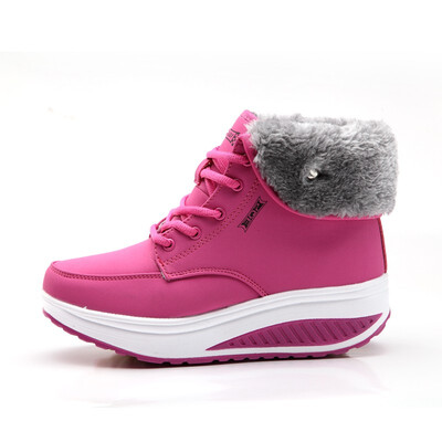 

Women Snow boots Wedges Ankle Boots For Women Swing Shoes Plush Solid Round Toe Platform Shoes Lady Casual Winter Boots