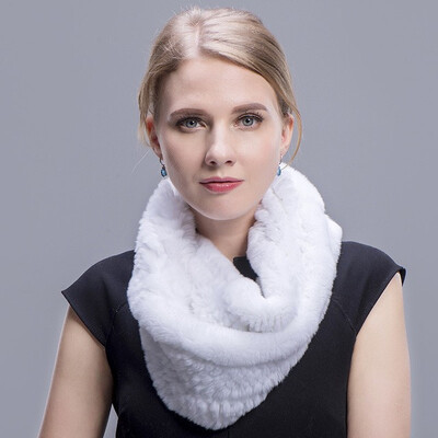 

MsMinShu Brand Real Rex Rabbit Fur Scarf Collar Knit Infinite Scarves Women Loop type Fur Scarf Women Real Rabbit Fur Shawl