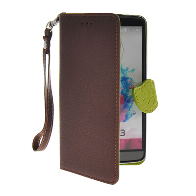 

MOONCASE Litch Skin Leather Side Flip Wallet Card Holder Pouch with Kickstand Shell Back Case Cover for LG G3 Brown