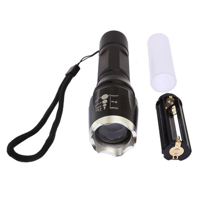 

1800 люмен zoomable кри xm-l т6 привели 18650 фонарик факел огня легких серебристого.