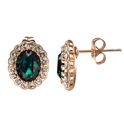 

Yoursfs Sapphire Clip Earrings Circular Halo Navy Crystal 18k Rose GP Jewelry for Women