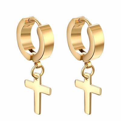 

Yoursfs Fashion trend Gold Plated madam Cross Hoop Earrings with Snap Closure by jewelry