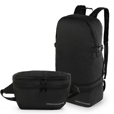 

CROSSGEAR Men&women shoulder bag multi-function sports travel personality backpack outdoor Korean leisure bag ultra light portable travel bag folding Oxford cloth CR-0908 black
